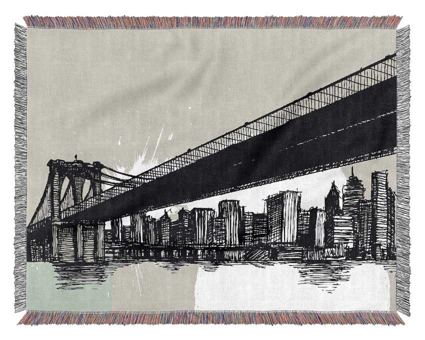 Abstract New York City throw blanket made from 100% cotton, featuring a luxurious thermal weave design, perfect for cozy interiors.