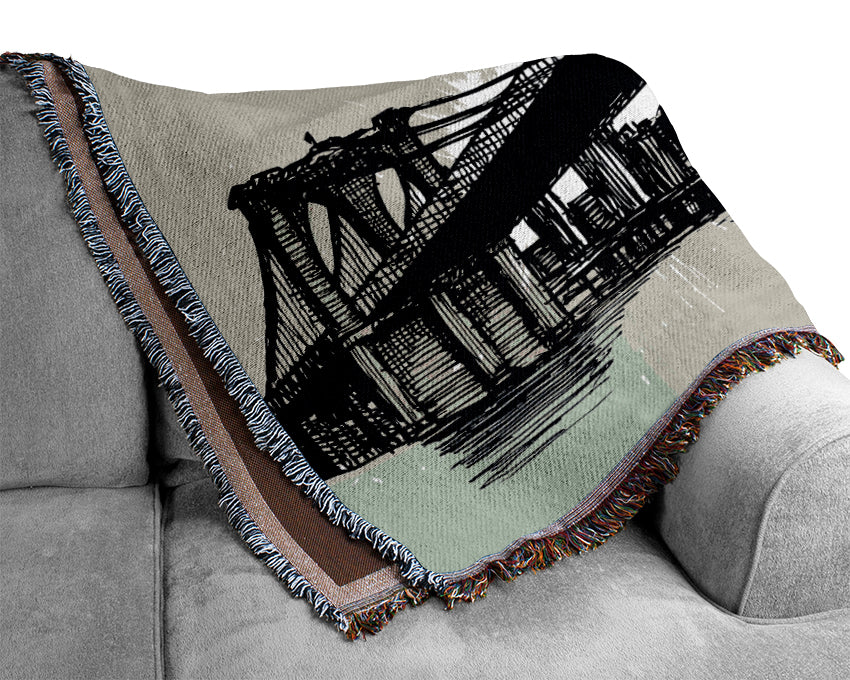 Abstract New York City throw blanket made from 100% cotton, featuring a luxurious thermal weave design, perfect for cozy interiors.