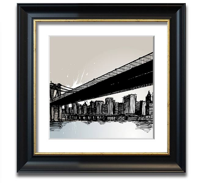 Abstract New York City Square Framed Print in a stylish frame, showcasing vibrant colors and unique design.