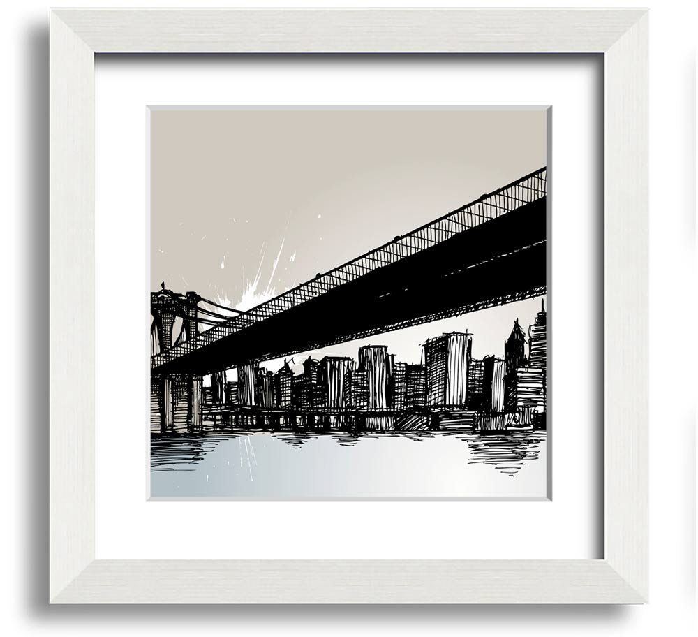 Abstract New York City Square Framed Print in a stylish frame, showcasing vibrant colors and unique design.