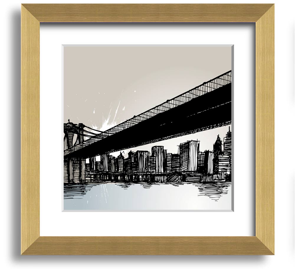 Abstract New York City Square Framed Print in a stylish frame, showcasing vibrant colors and unique design.