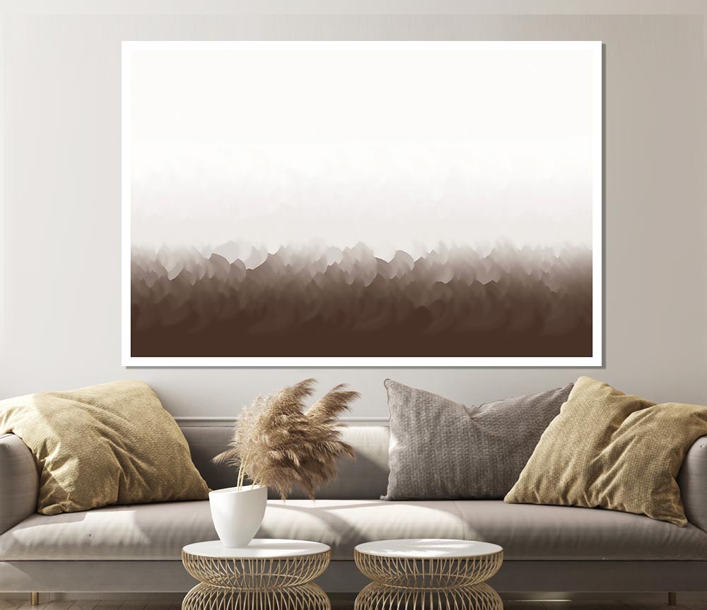 Abstract Ocean Beige On White canvas poster featuring serene ocean waves in beige and white tones, perfect for home decor.