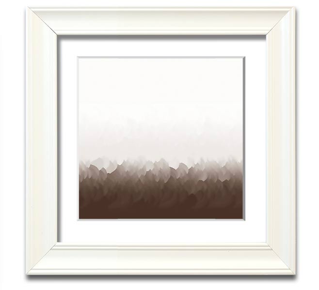 Abstract Ocean Beige On White Square Framed Print with a modern design, featuring soft beige tones on a white background, ready to hang.