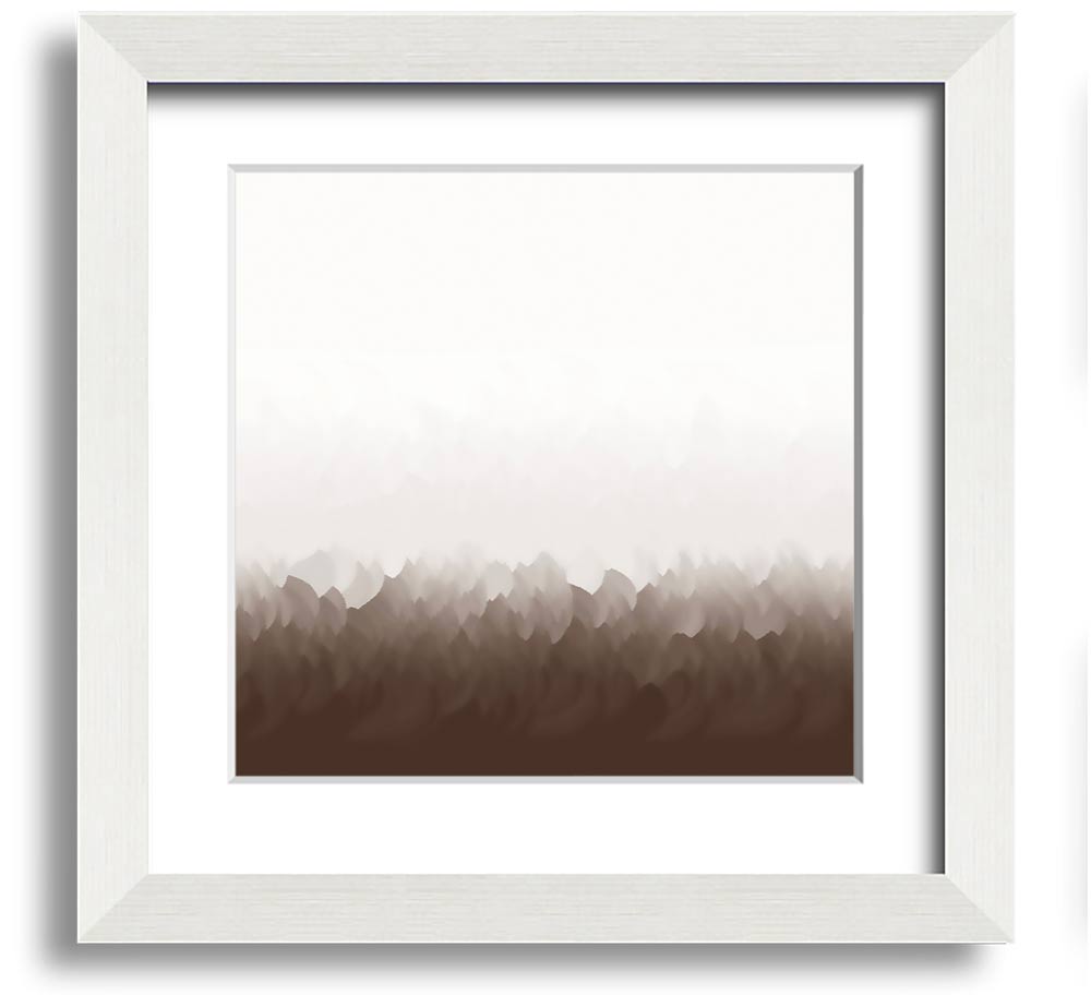 Abstract Ocean Beige On White Square Framed Print with a modern design, featuring soft beige tones on a white background, ready to hang.