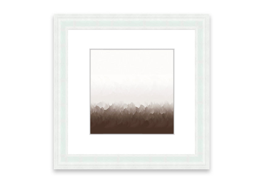 Framed print of Abstract Ocean Beige On White design, showcasing soothing beige tones on a white background, ready to hang.