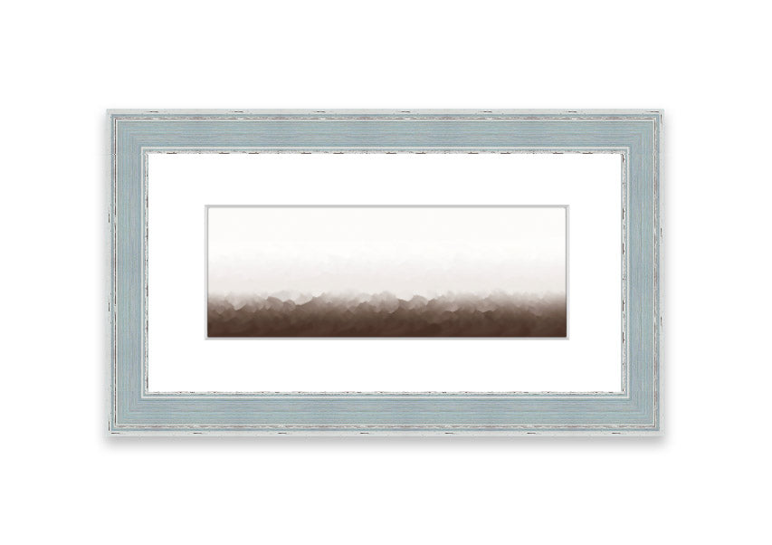 Framed print of Abstract Ocean Beige On White design, showcasing soothing beige tones on a white background, ready to hang.