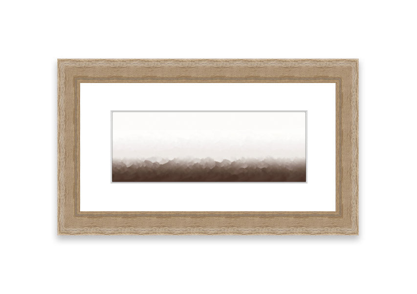 Framed print of Abstract Ocean Beige On White design, showcasing soothing beige tones on a white background, ready to hang.