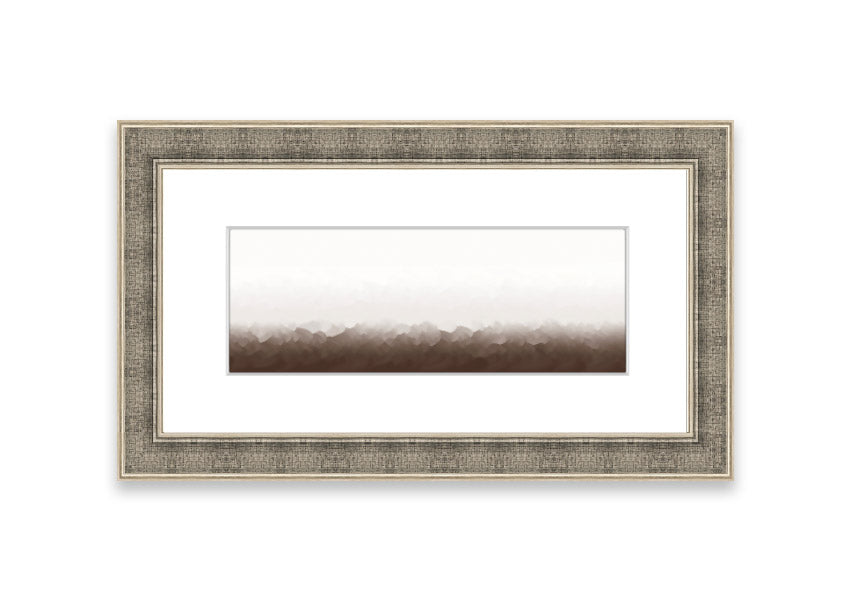 Framed print of Abstract Ocean Beige On White design, showcasing soothing beige tones on a white background, ready to hang.