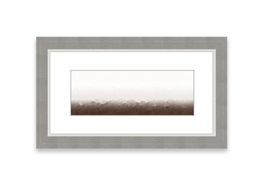 Framed print of Abstract Ocean Beige On White design, showcasing soothing beige tones on a white background, ready to hang.