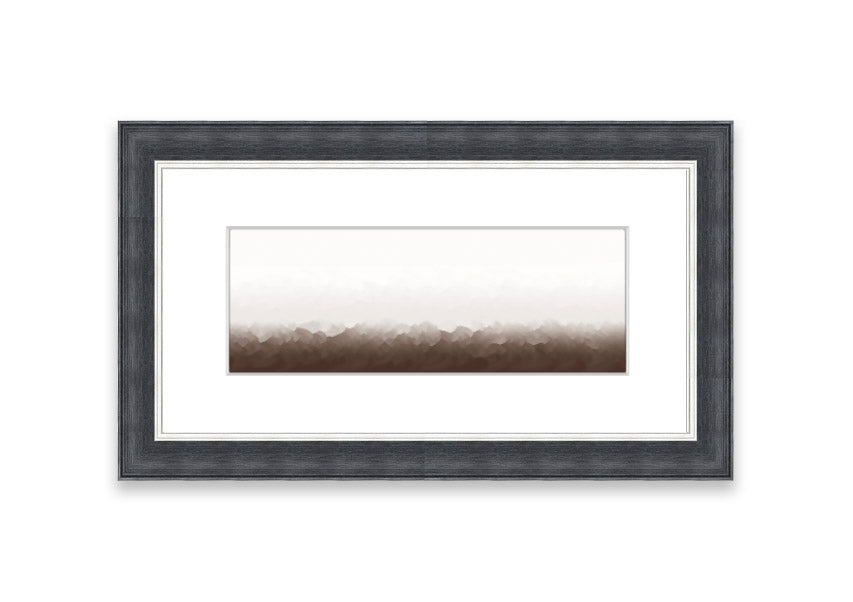 Framed print of Abstract Ocean Beige On White design, showcasing soothing beige tones on a white background, ready to hang.