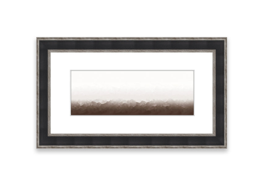 Framed print of Abstract Ocean Beige On White design, showcasing soothing beige tones on a white background, ready to hang.