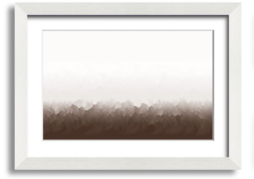 Abstract Ocean Beige On White framed print showcasing beige and white abstract design, ready to hang.