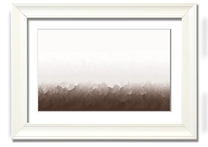 Abstract Ocean Beige On White framed print showcasing beige and white abstract design, ready to hang.