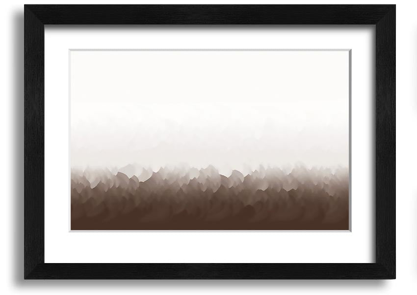 Abstract Ocean Beige On White framed print showcasing beige and white abstract design, ready to hang.