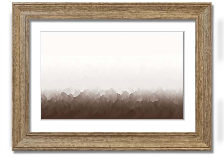 Abstract Ocean Beige On White framed print showcasing beige and white abstract design, ready to hang.