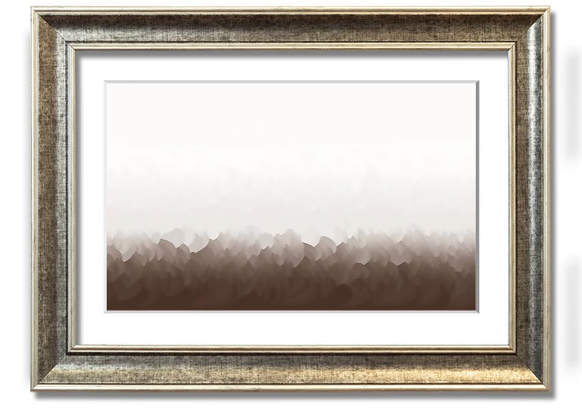 Abstract Ocean Beige On White framed print showcasing beige and white abstract design, ready to hang.