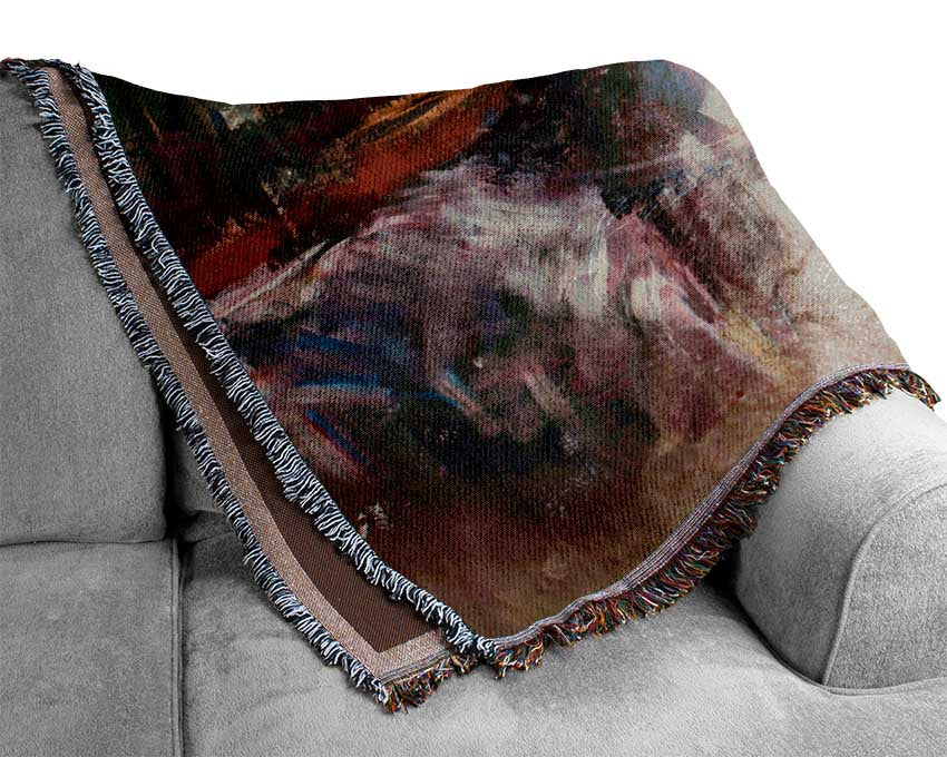 A luxurious abstract painting throw blanket featuring an eye-catching design, made from 100% cotton, perfect for home decor.