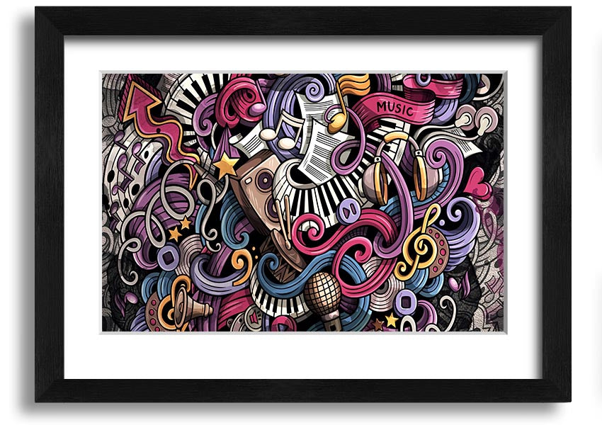 Framed print of Abstract Patterns Of Music featuring vibrant colors and unique designs, ready to hang.