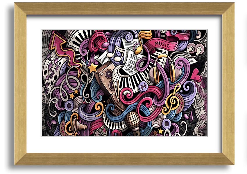 Framed print of Abstract Patterns Of Music featuring vibrant colors and unique designs, ready to hang.