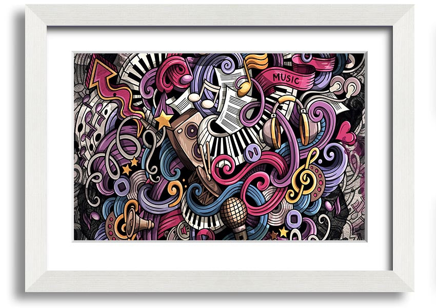 Framed print of Abstract Patterns Of Music featuring vibrant colors and unique designs, ready to hang.