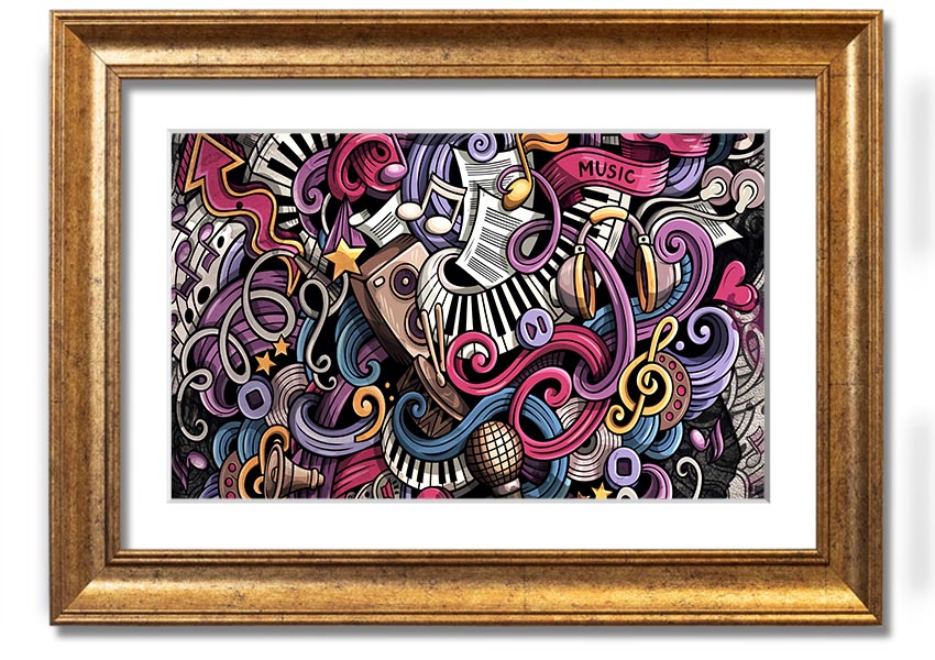 Framed print of Abstract Patterns Of Music featuring vibrant colors and unique designs, ready to hang.