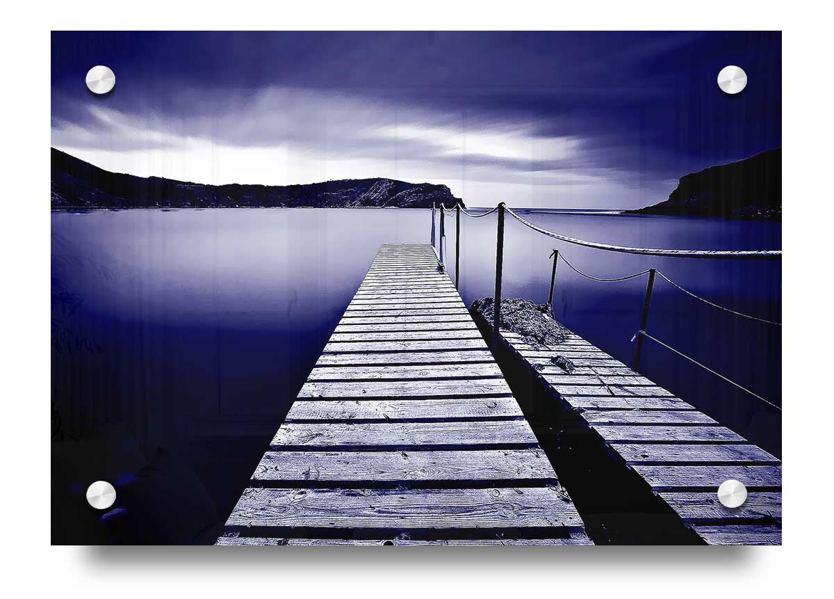 Abstract Pier 02 acrylic print featuring vibrant colors on 5mm thick acrylic glass, ready to hang.