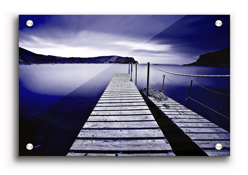 Abstract Pier 02 acrylic print featuring vibrant colors on 5mm thick acrylic glass, ready to hang.