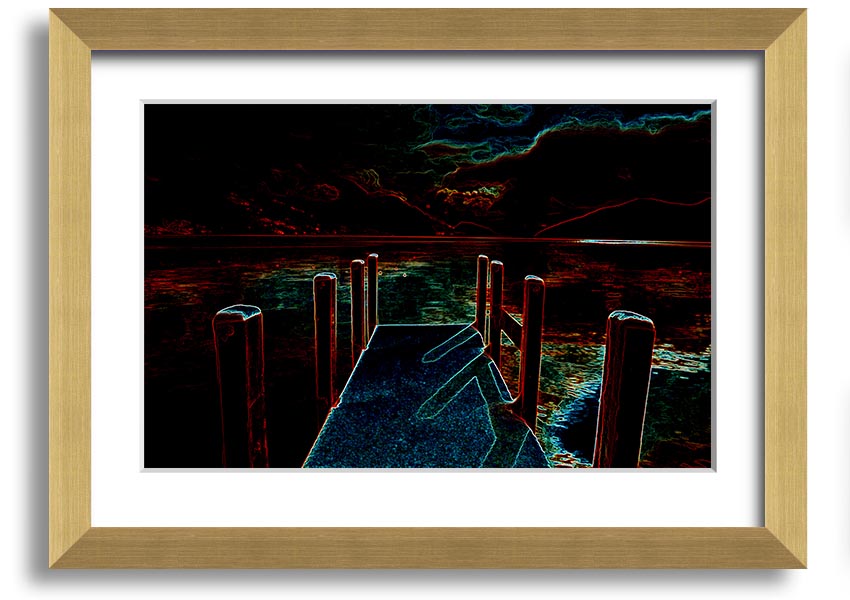 Abstract Pier framed print showcasing modern art in various frame colours, ready to hang.