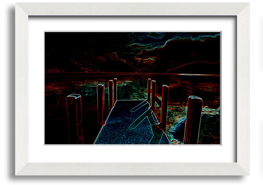 Abstract Pier framed print showcasing modern art in various frame colours, ready to hang.