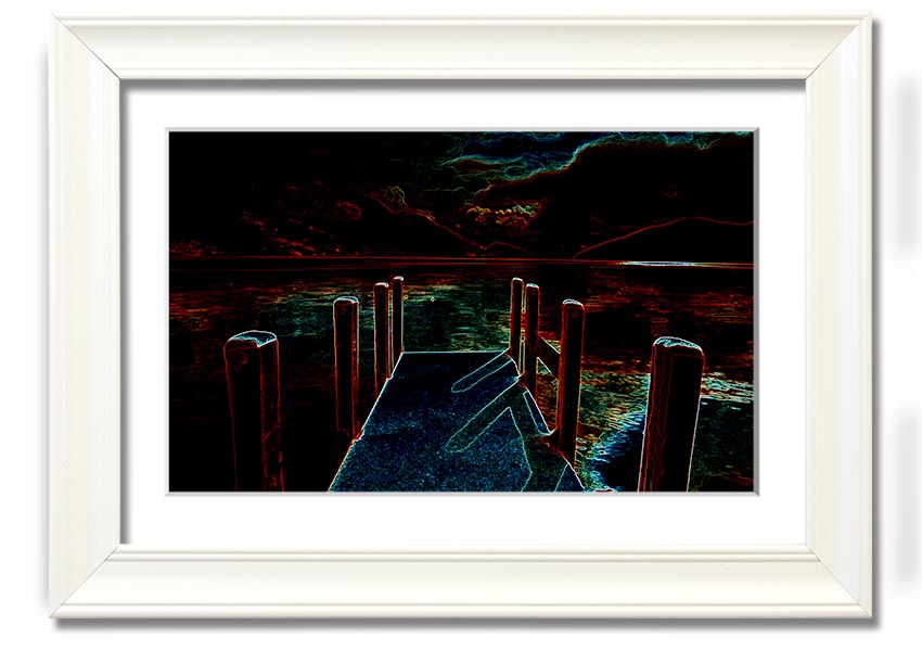 Abstract Pier framed print showcasing modern art in various frame colours, ready to hang.