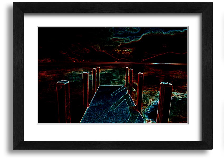 Abstract Pier framed print showcasing modern art in various frame colours, ready to hang.