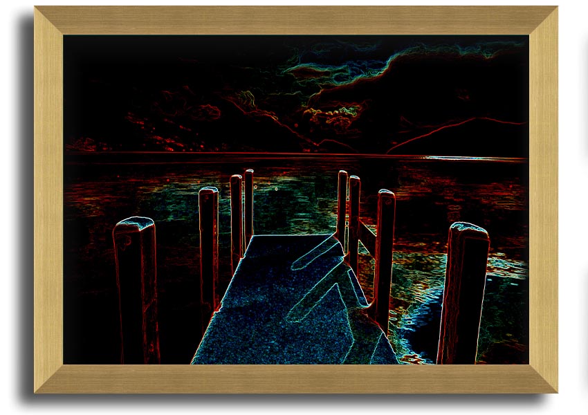 Abstract Pier framed print showcasing modern art in various frame colours, ready to hang.