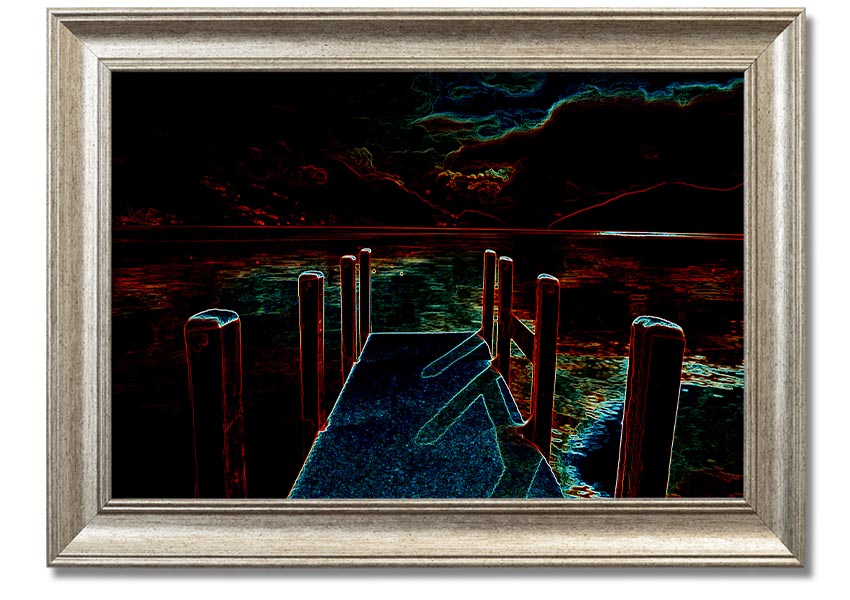 Abstract Pier framed print showcasing modern art in various frame colours, ready to hang.