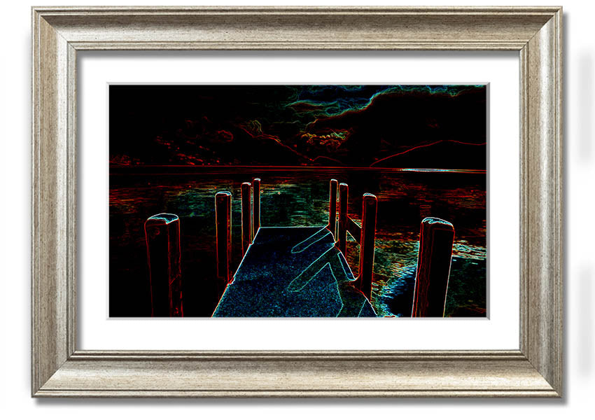 Abstract Pier framed print showcasing modern art in various frame colours, ready to hang.