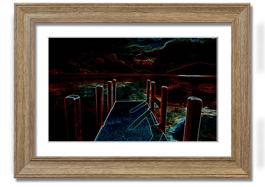 Abstract Pier framed print showcasing modern art in various frame colours, ready to hang.