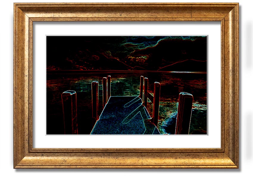 Abstract Pier framed print showcasing modern art in various frame colours, ready to hang.