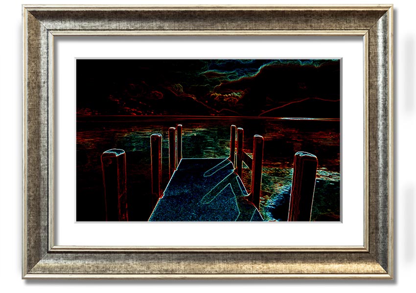 Abstract Pier framed print showcasing modern art in various frame colours, ready to hang.