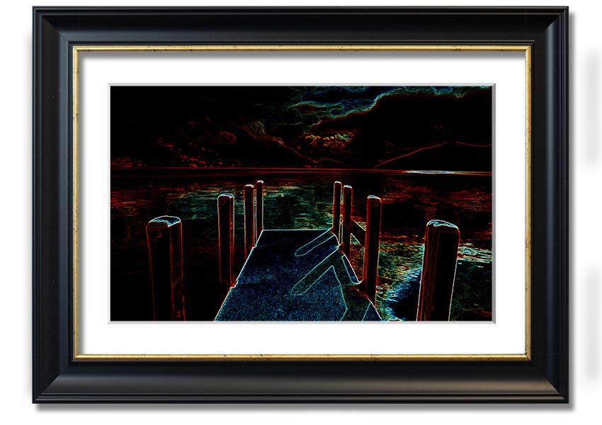 Abstract Pier framed print showcasing modern art in various frame colours, ready to hang.