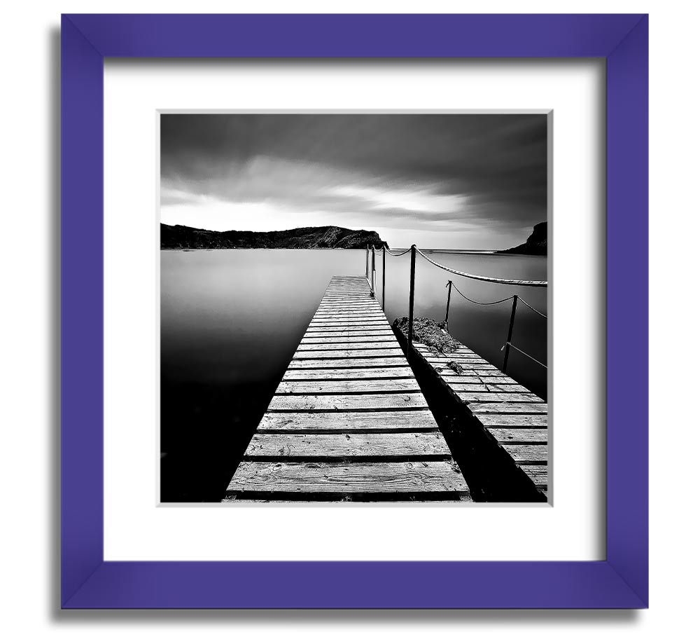 Abstract Pier B n W Square Framed Print with a modern design, available in various frame colours, ready to hang.