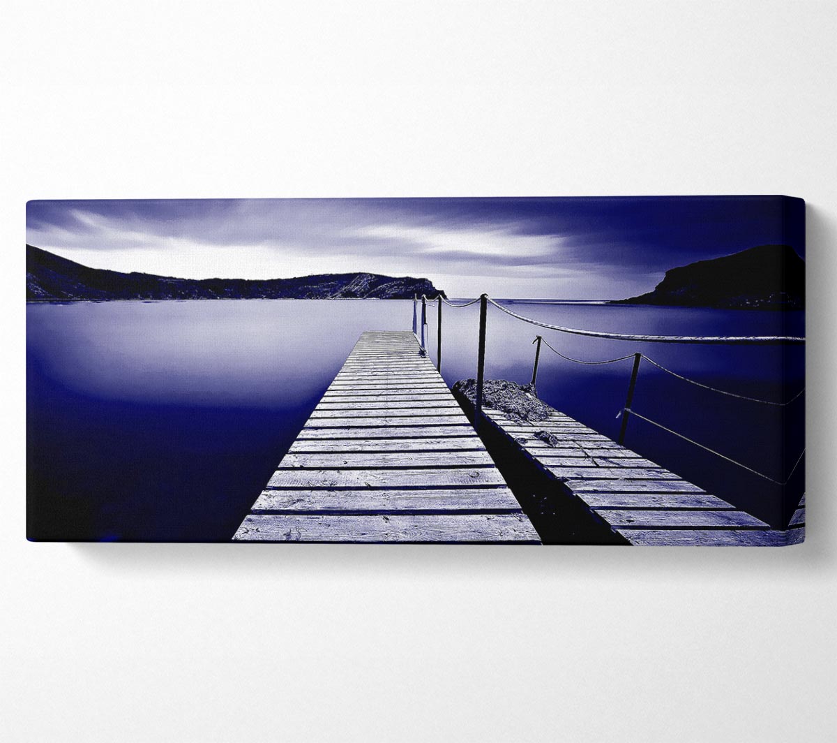 Abstract Pier Purple canvas art mounted on a 44mm box frame, showcasing vibrant purple hues and modern design.