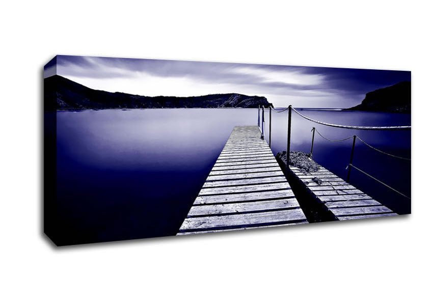 Abstract Pier Purple canvas art mounted on a 44mm box frame, showcasing vibrant purple hues and modern design.