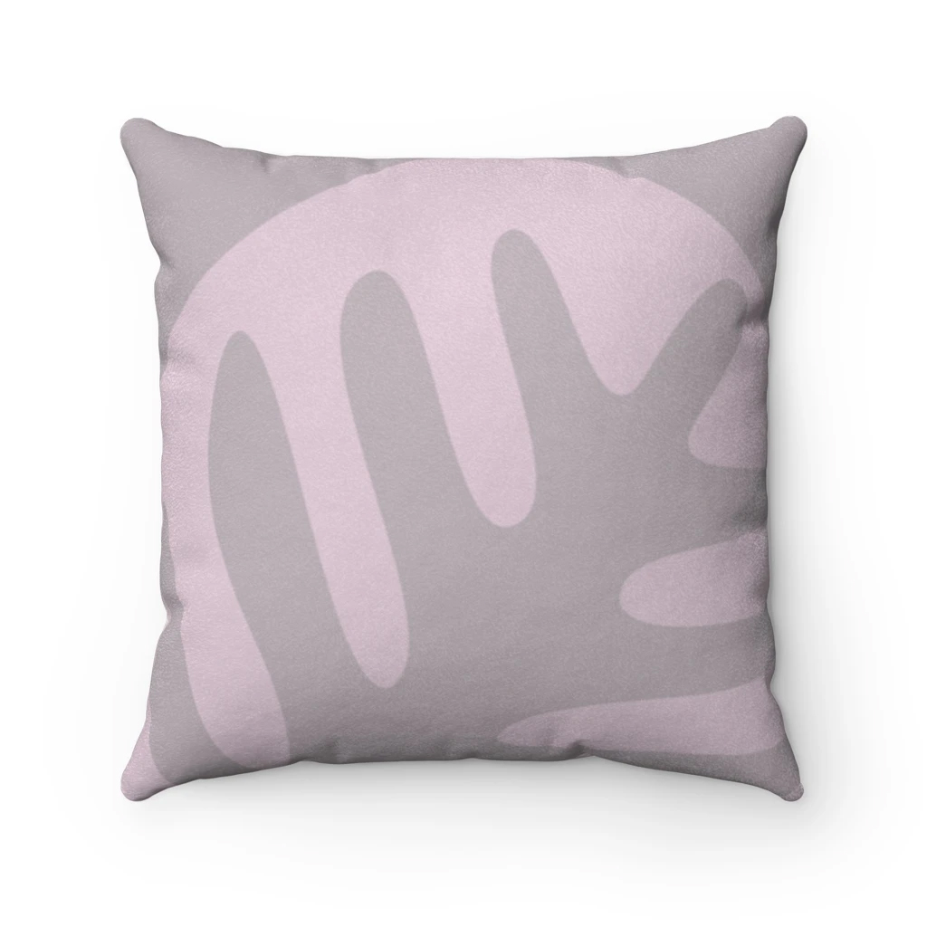 Abstract Pink Leaf Double Sided Print Faux Suede Cushion showcasing vibrant colors and intricate patterns, perfect for home decor.