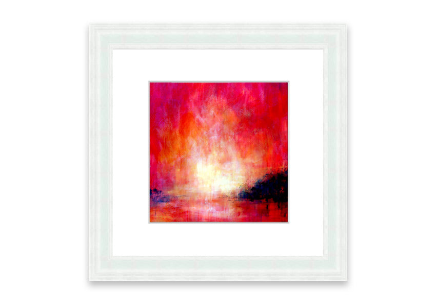 Framed Abstract Pink River print showcasing soft pink hues and modern design, ready to hang.