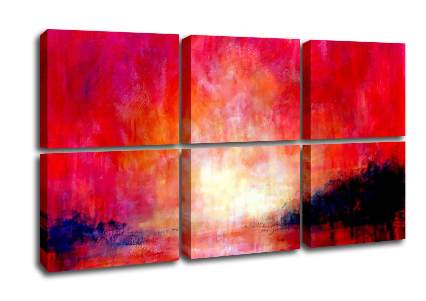 Abstract Pink River canvas art mounted on a 44mm box frame, showcasing vibrant pink hues and an elegant design.