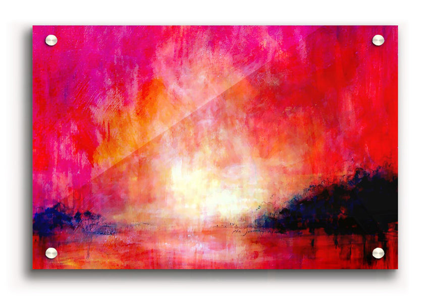 Abstract Pink River acrylic print showcasing vibrant pink hues and flowing river design on 5mm thick acrylic glass.