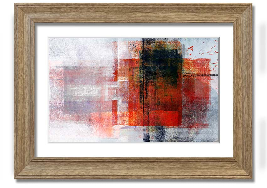 Abstract red square paint roller framed print, showcasing vibrant colors and modern design, ready to hang.