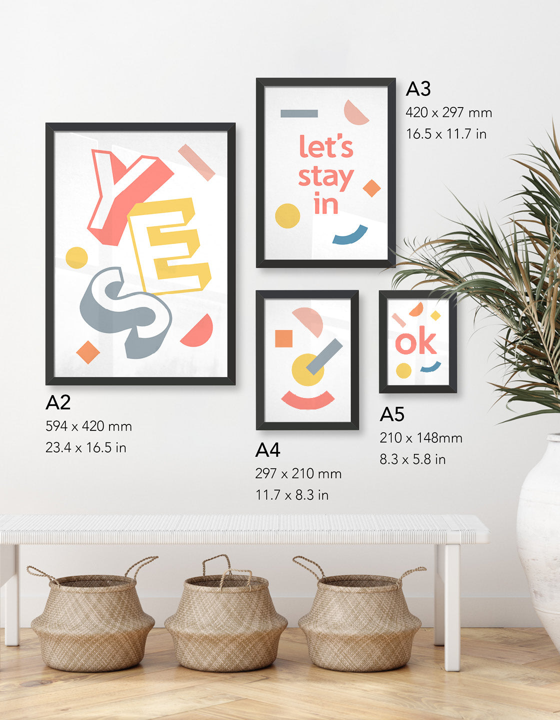 Vibrant abstract print featuring colorful shapes, perfect for modern interiors.