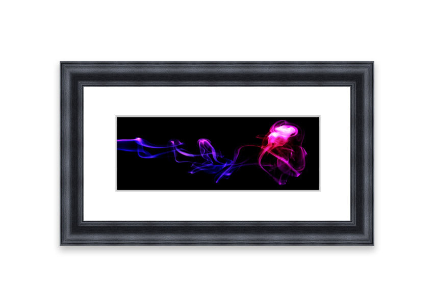 Abstract Smoke framed print in multiple frame colors, showcasing a modern design with fluid shapes.