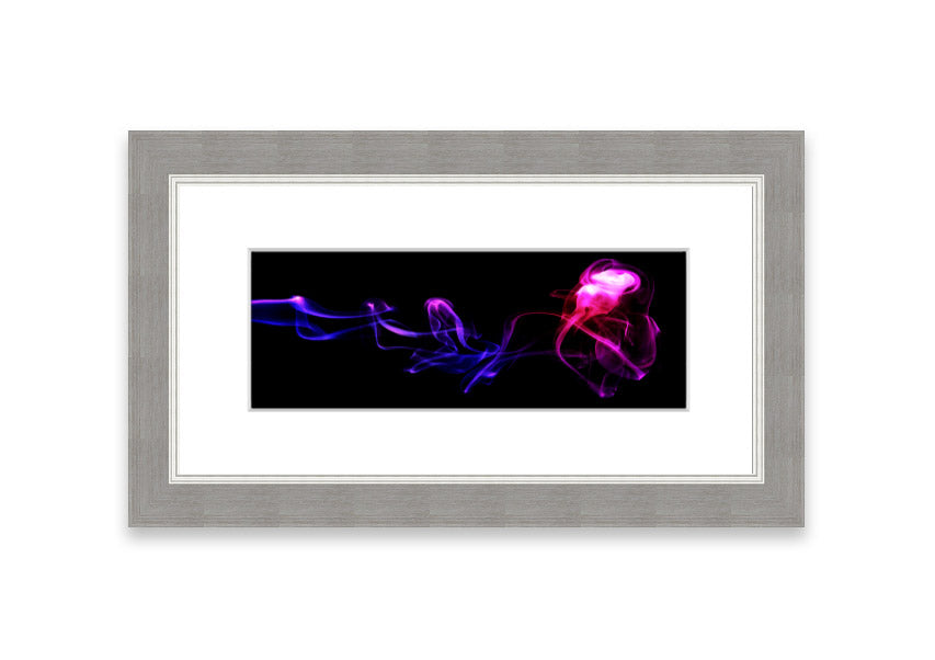 Abstract Smoke framed print in multiple frame colors, showcasing a modern design with fluid shapes.