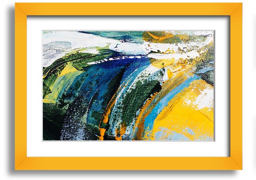 Framed print titled Abstract Strokes Of Nature, showcasing an abstract design inspired by nature, available in various frame colors.